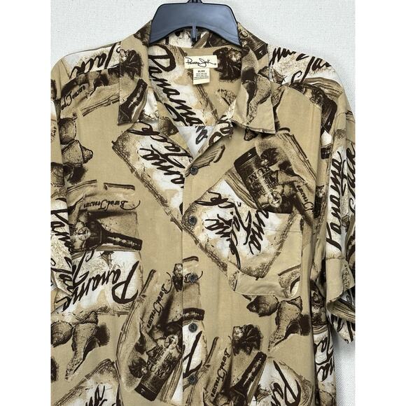 Panama Jack Men’s Brown Tropical Print Short Sleeve Button Up Shirt XL Hawaiian - Picture 2 of 12